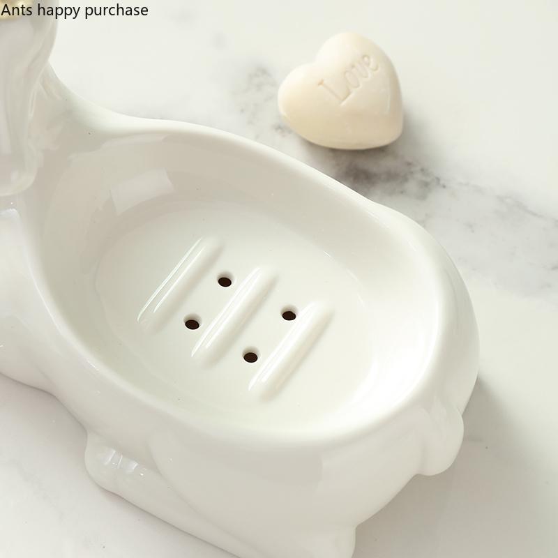 Elk Soap Box Ceramic Deer Soap Dish Drain Boxes Bathroom Supplies Bathroom Accessories Drain Soap Box Decorative Storage Boxes