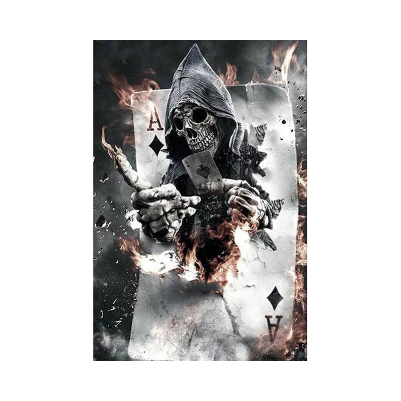 

Алмазная картина, вышитый череп, круглый 5D, пейзажная картина, полный круг, мозаика, подарок для детей 30*40CM белый