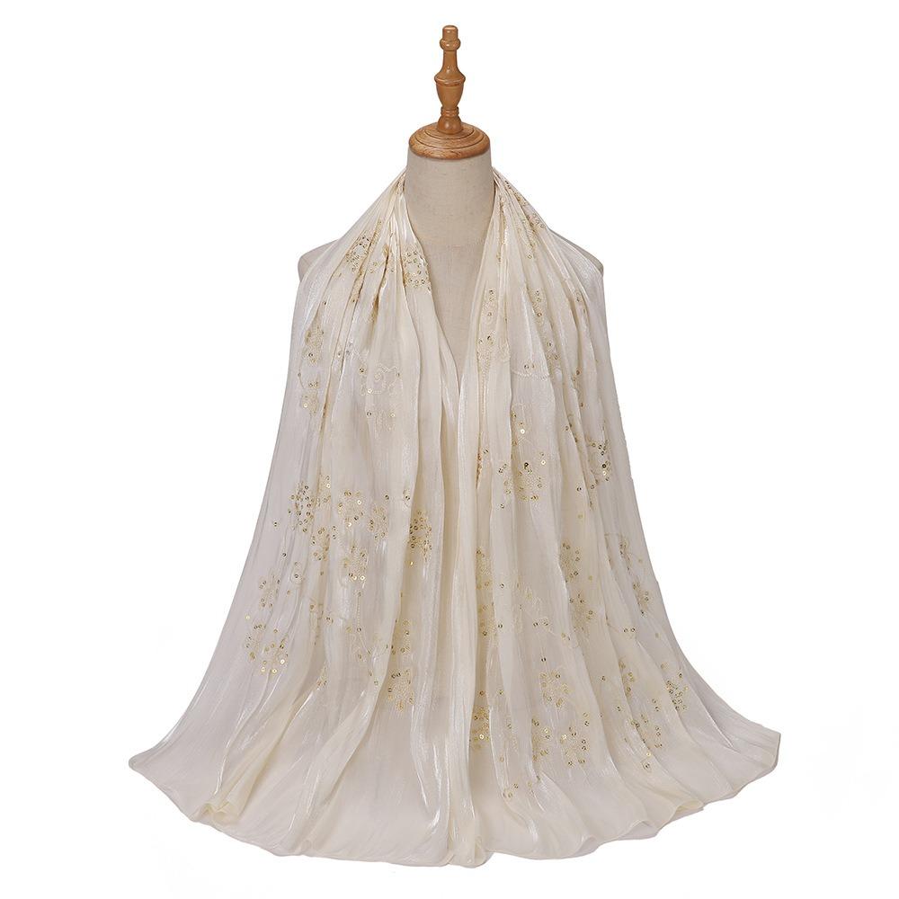 Shimmer Glitter Glitter Chiffon Shawl Elegant Pleated Glitter Shawl Flowy Hijab Shawl  for Women