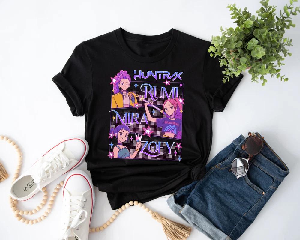 Kpop Hunters Tshirt Demon Huntrix Fan Gift Anime Cartoon Unisex Top Tee S
