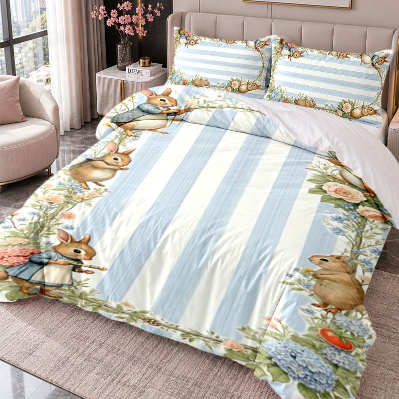 Peter Rabbit 3Pcs Bedding Set Duvet Cover With Two Pillowcases For Bedroom Home Decoration