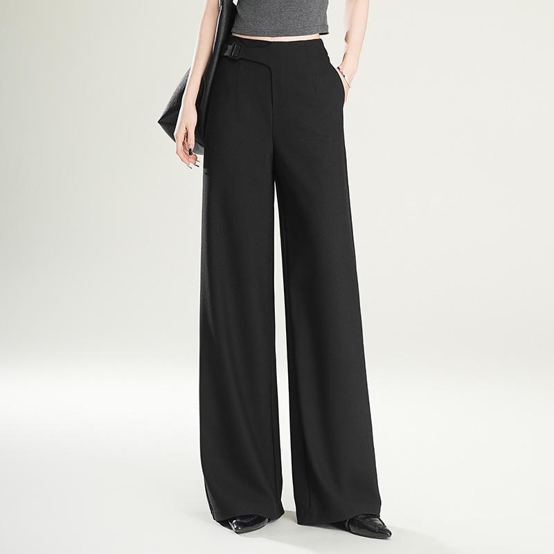 

Women s Extra-Long High-Waisted Wide-Leg Pants: Slimming, Versatile, Casual Draping Suit for Spring and Autumn 30 чорний