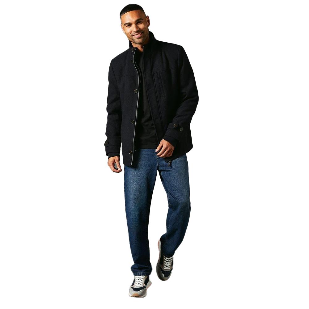 Maine Mens Wool Blend Funnel Neck Jacket