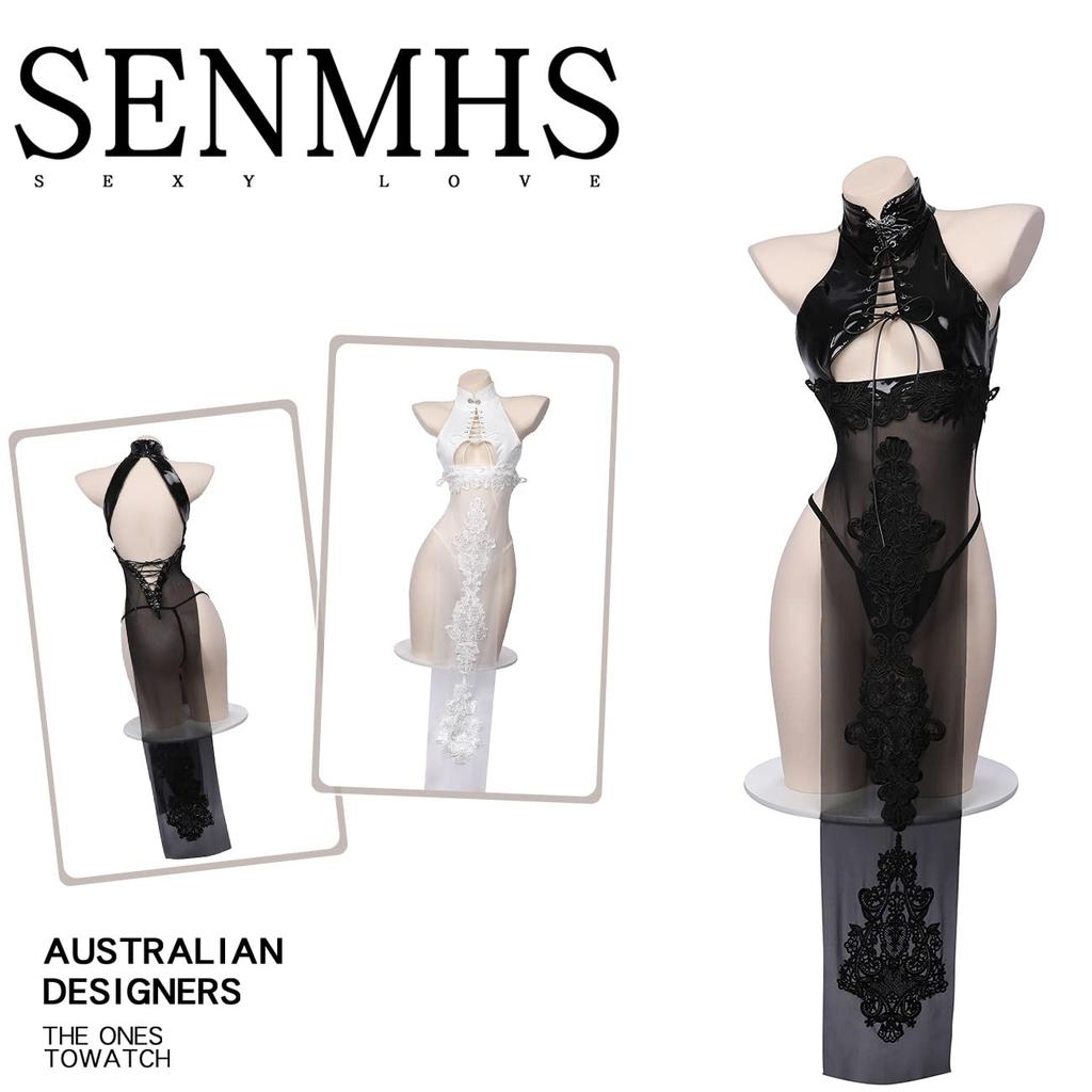 Cosplay Sexy Cheongsam Chinese Dress Lingerie Dress Leather Style PU Babydoll Chinese Dress Style See Through Bondage Bodycon Enamel PVC Queen Cute