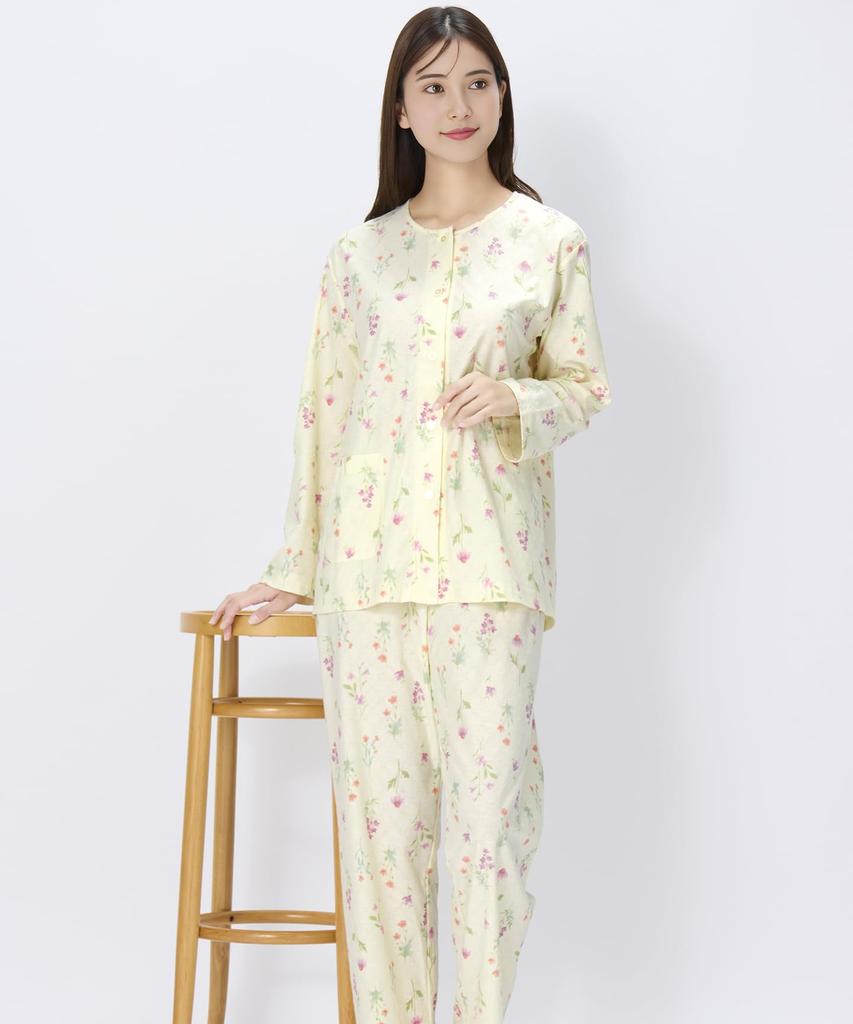 long long cotton blend jacquard jersey CR [Wing/Wacoal] Pajamas, sleeves, pants, (main body), material, EP8073, women's,