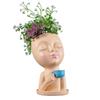Face Planter Pot Resin Head Planter with Drainage Hole for Indoor Outdoor Garden Use
