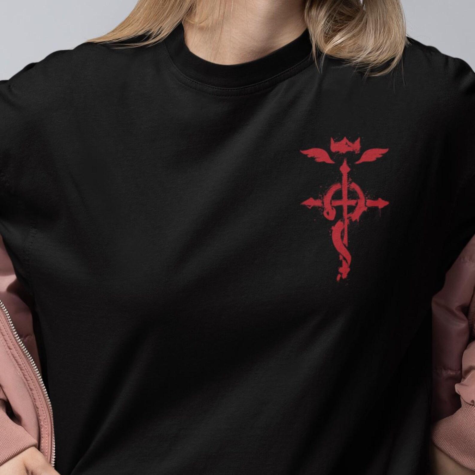 Unisex, Red Symbol Fullmetal Shirt, 90s Anime Lover Shirt, Homunculus, Fma Alchemist Brotherhood Manga, FMAB Best GIFT, FMA Pocket Tshirt L
