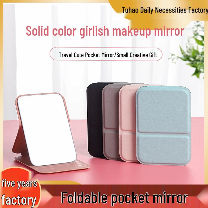 Portable Full-Length Foldable Mirror for Dorms, Bathrooms, and Makeup - Stick-On Wall or Flat Use, Ideal for Students and Influencers.