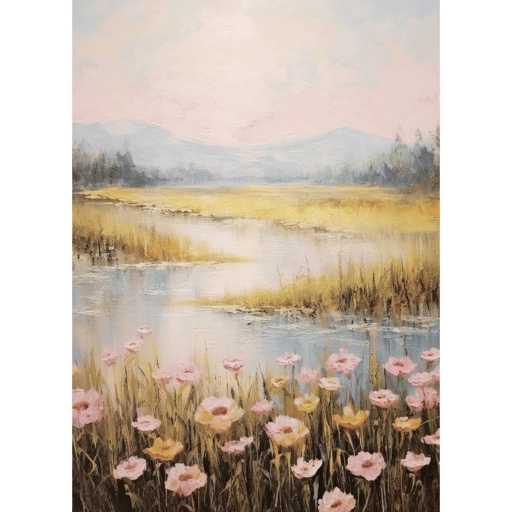 Nursery Landscape Sunset Daisy Flower Posters Wildflower Field Modern Prints Canvas Painting Wall Art Pictures Home Room Decor