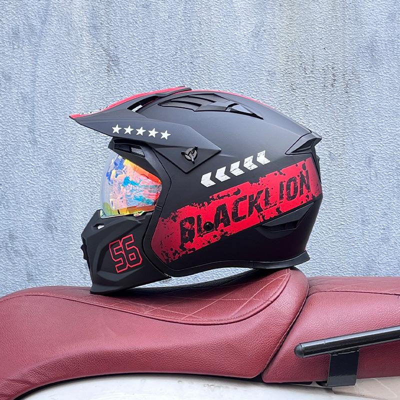Street Fighter Motorcycle Helmet Men's and Women's Full Helmet Four Seasons Locomotive Retro Detachable Combination Helmet