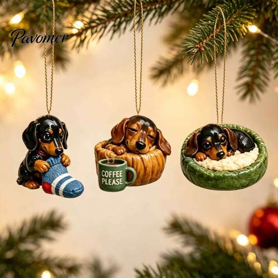 Holiday Dog Advent Calendar 2026 Dachshund Calendar, 24 Days Collectible Surprises with 2D Christmas Ornaments Festive Puppy Figures for Lovers Family