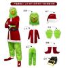 Grinch Christmas Costume Cosplay Set for Adults, Grinch Outfit with Hooded Jumpsuit for Holiday Party Performance