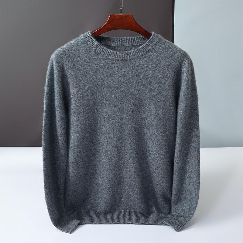 New round neck 100 pure cashmere sweater solid color loose thickened pullover knitted primed warm sweater