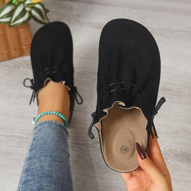 New Retro Women's Half-slipper Shoes with LACES and Thick-soled Soles