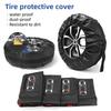 AD 4PCS Black Car Spare Tire Cover Case Polyester Wheel Tire Storage Bags Vehicle Tyre Accessories Dust-proof Protector Stylin