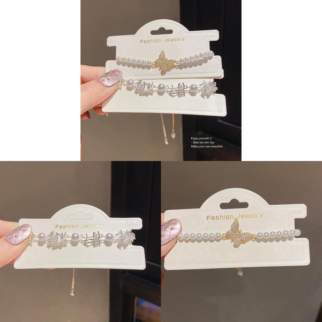 Butterfly Jewelry Bracelet With Zircon And Simulated Pearl For Women Gift Giving