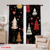 2pcs,2D plane printing Curtain Fabric Christmas Trees Snowflakes Hearts Festive (2) Polyester Fabric (without rod) Holiday Ldeal
