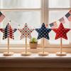6 Pcs 4th of July Star Ornaments for Tiered Tray Decor, Patriotic Stuffed Fabric Star with Stand, American Blue