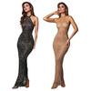 Robe Longue Ajustée à Strass pour Femme - Mode Europe & Amérique