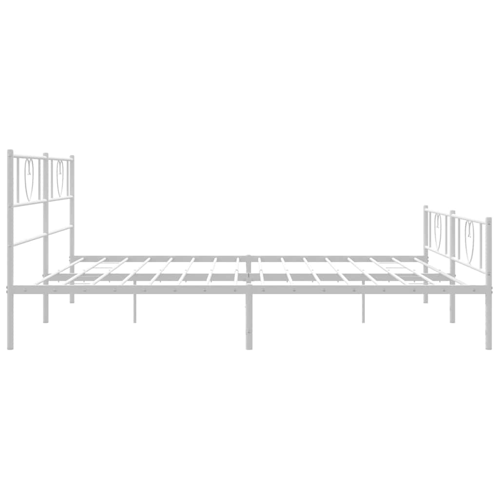 Metal Bed Frame with Headboard and Footboard White 193 x 203 cm
