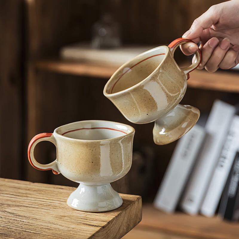 OLOEY Japanese Retro Ceramic High-Foot Mug