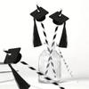 10pcs Paper Graduation Party Straw with Tassel Disposable Straws Dr. Fringe Hat Straw  Cocktail