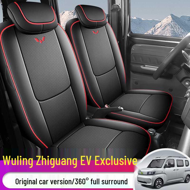 Wuling Zhi Guang EV All-Season Leather Seat Covers - Universal, Breathable, Perforated, Full Coverage.
