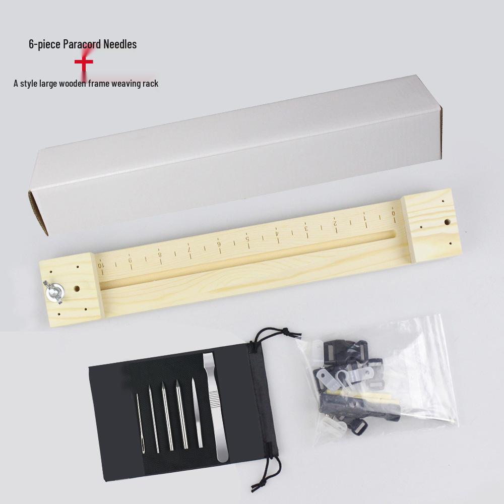 DIY Paracord Bracelet Weaving Tool Set with Steel Needle and Wood Frame