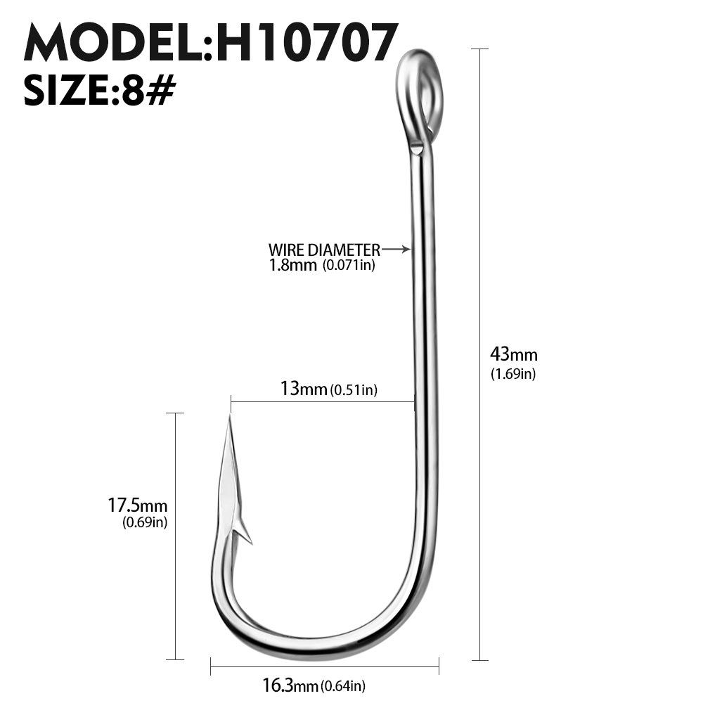 

Одинарный крючок для ловли рыбы на скалах с зазубринами, крючок для морской рыбалки, длинная ручка из высокоуглеродистой стали Luya с отверстием и петлей, 100 шт./упаковка 8# (100 pieces/pack)
