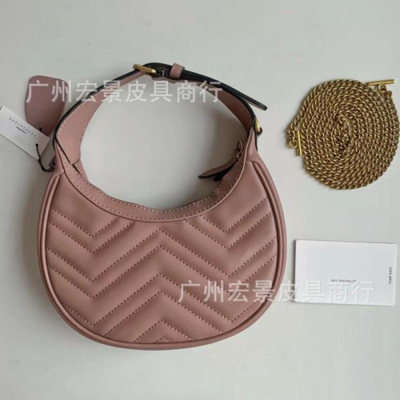 Marmont Chain Women's Bag Wavy Pattern Half-moon Underarm One-shoulder Portable Moon