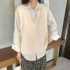 V-neck Sweater Vest Women Fall Winter Korean Solid Knitted Vests Casual Preppy Style Loose Trendy Sleeveless Sweater Vest