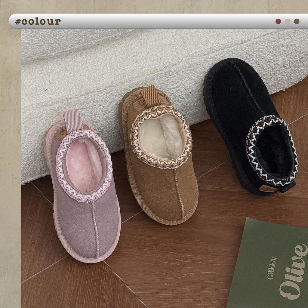 XSHX retro [ethnic style] children's leather snow boots winter thickened boys and girls one pedal 239111