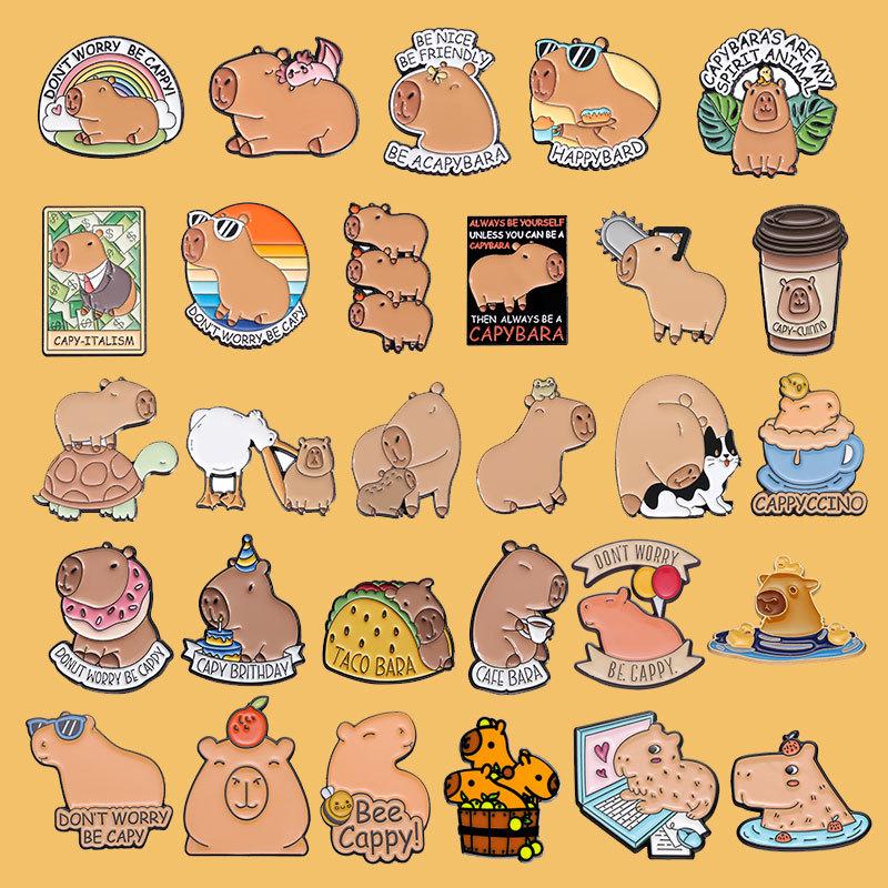 Cartoon Capybara Brooch Set: Cute Animal Series Badge from Europe & America