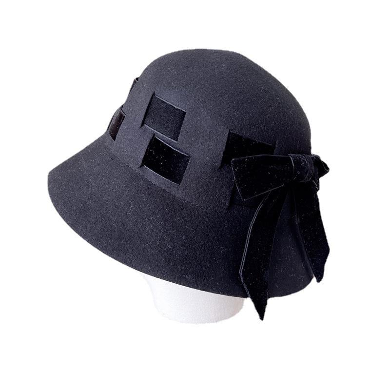 Japanese Style Australian Wool Fisherman Hat High Quality Autumn and Winter Warm Felt Hat Delicate Fashion Velvet Bow Basin Hat