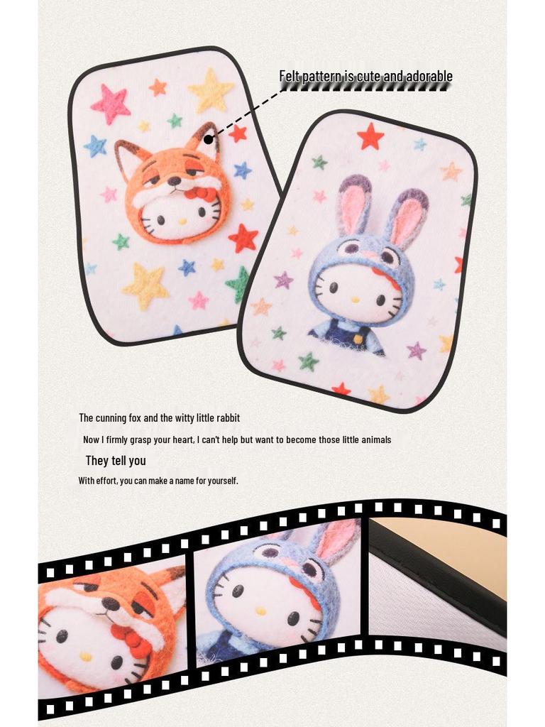 Cartoon Kitten Car Seat Cushion for All Seasons - Fits Volkswagen ID3, Lavida, Sagitar, Tiguan L, Tayron