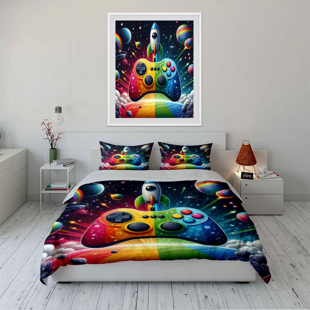 Gaming Rocket Universe Bedding Bedding Duvet Cover Set Duvet Cover Pillowcases (1 * Duvet Cover 2 * Pillowcases, without duvet insert)