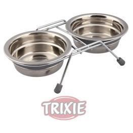 Gamelle - Antivibration - Acier Inox - 0.25L - 11Cm - Support métal chromé
