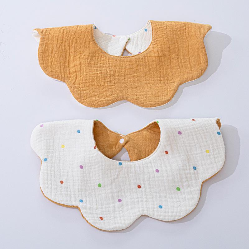 Double-Sided Waterproof Cotton Baby Bib - 360° Rotating, Breathable Gauze Saliva Towel
