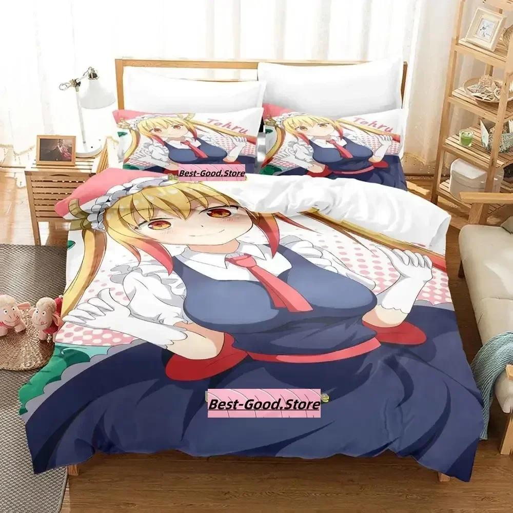 Mis Kobayashi's Dragon Maid Beding Set Printed Bed Linen Set With Pilowcase Bed Soft Duvet Cover Soft Quen Super King-Sized Dimensionsd Dimensions