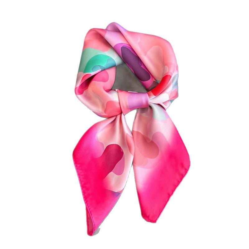 Colorful Printed Silk Feel Square Scarf For Women Summer Sun Protection