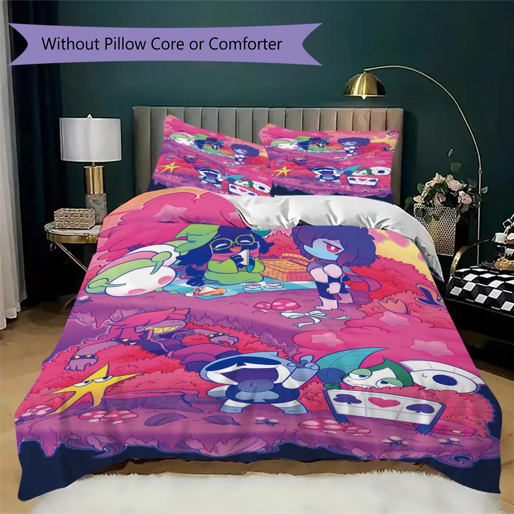 Deltarune Pattern Bedding,Quilt Set Quilt Cover Pillowcase Home Birthday Gift (1*duvet Cover+2*pillowcase,without core)XSJT0917124