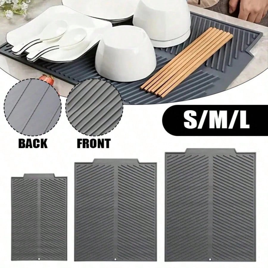 Draining Board Mat Dish Drying Pad Folding Heat Resistant Rectangle Eco-Friendly Drainer for Kitchen Pot Cup