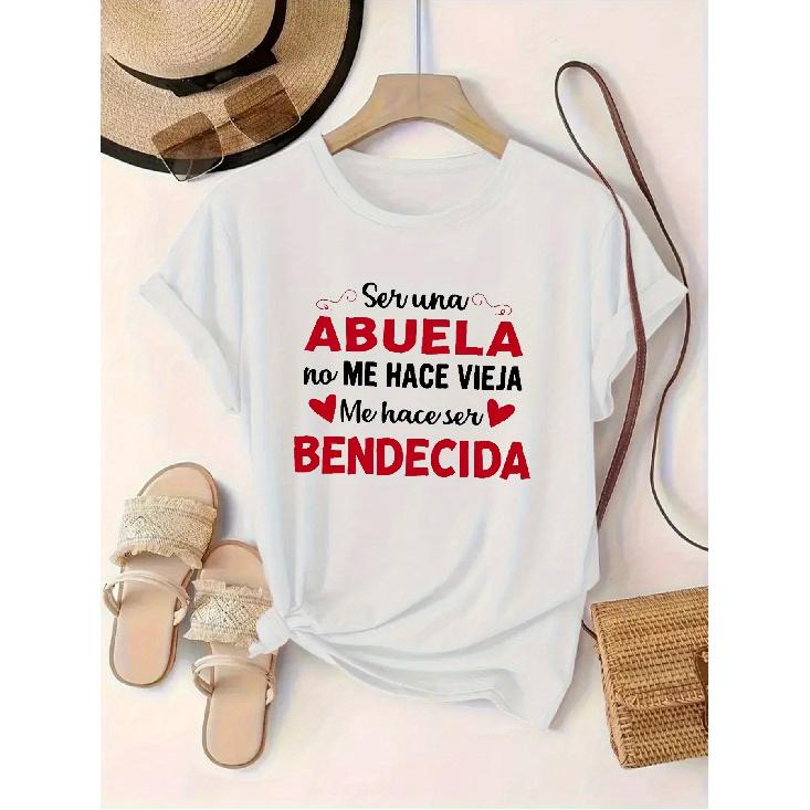 6336 Printed round neck T Casual Short Sleeve T-Shirt S белый