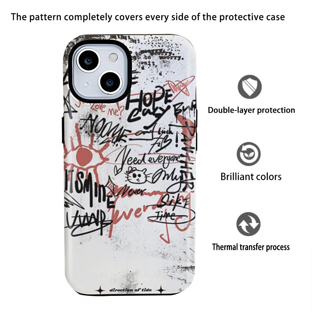 Tide brand graffiti English matte protective case Magnetic suction Apple 17 mobile phone case iPhone16promax wireless charging