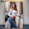 Vintage Lady Street Scene Metal Wall Art  X Inch Retro Decor for Living Room PreDrilled