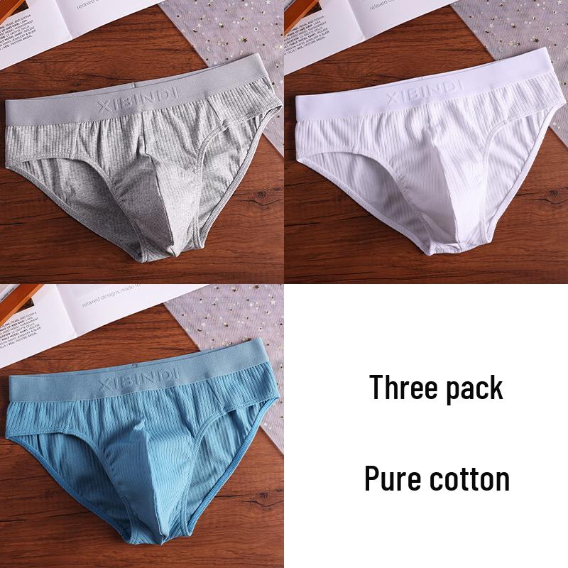 Men's Breathable Low-Waist Triangle Briefs with U-Pouch - Plus Size Available.