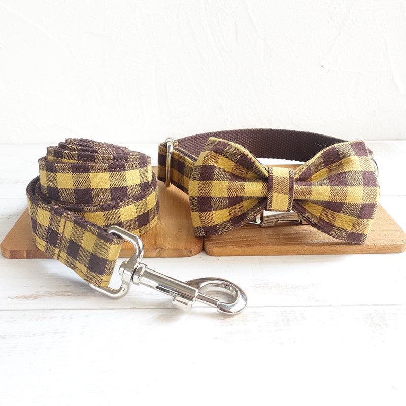 MUTTCO Tear-Resistant Engravable Dog Collar & Leash Set with Bow Tie UDC-067. L