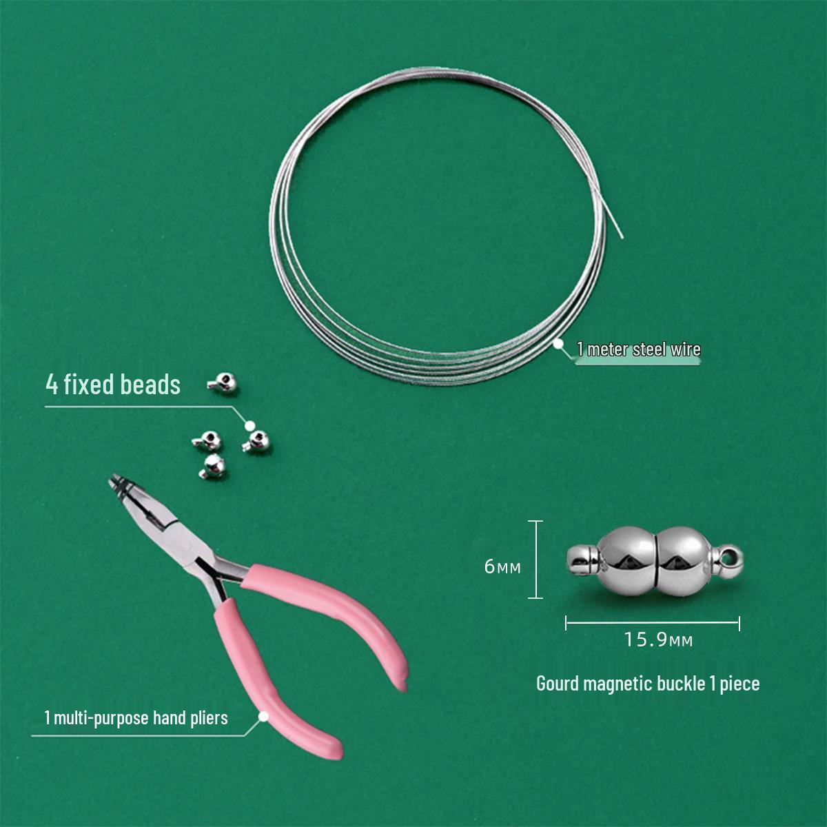 

Pearl Necklace Clasp Kit with Steel Threading Wire, Strong Magnetic Connector for DIY Beading with Small Rice Beads.