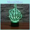 Middle Skull Hand Finger 7 Color Acrylic Led Night Light Touch Control Decorate