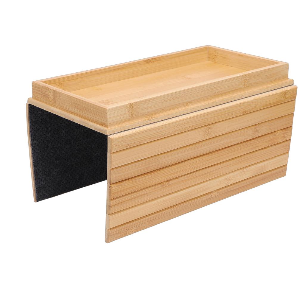 Couch Cup Holder Portable Foldable Non Slip Bambusoideae Sofa Armrest Tray for Living Room